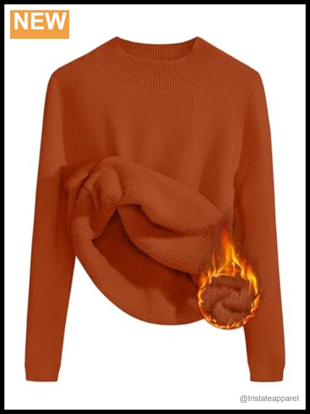 Fleece Sherpa Lined Turtleneck Pullover Sweater Winter Thermal